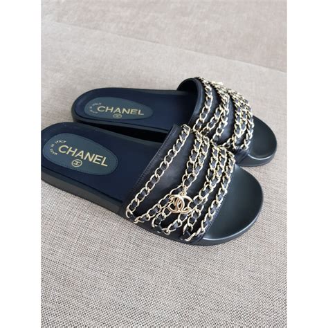 chanel pool slides with chains|Chanel slides 2021.